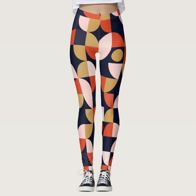 Scandinavian Simple Shapes Geometry Artwork Poster Leggings (Front)