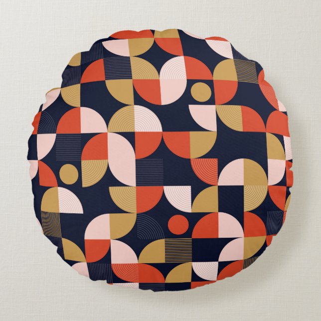 Scandinavian Simple Shapes Geometry Artwork Poster Round Cushion (Front)