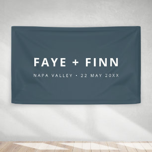 Scandinavian   Smoke Blue Minimalist Wedding Banner