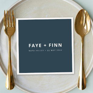 Scandinavian Smoke Blue Minimalist Wedding Dinner Napkin