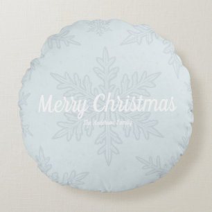 Scandinavian Snowflake Christmas  Round Cushion
