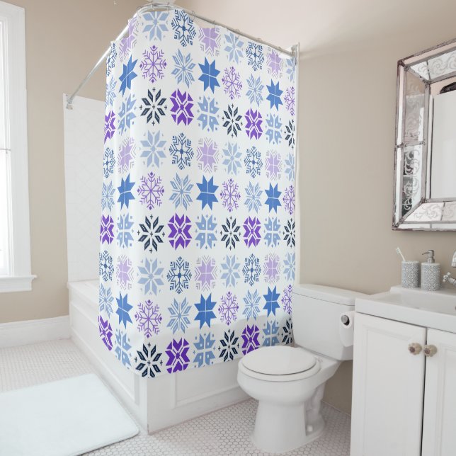 Scandinavian Snowflakes Shower Curtain (In Situ)