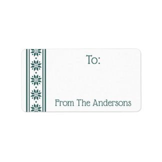 Scandinavian star border green white to from gift label