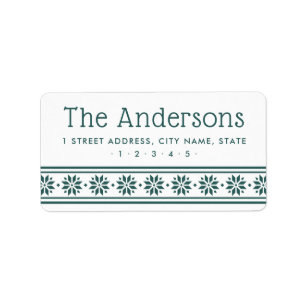 Scandinavian star border pine green return address label
