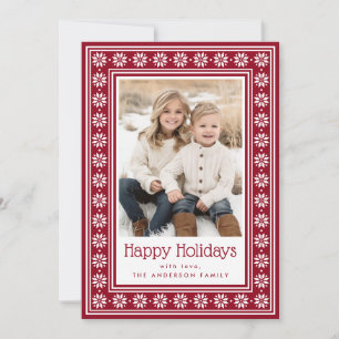 Scandinavian star pattern border Happy Holidays Holiday Card