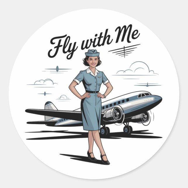 Scandinavian stewardess  classic round sticker (Front)