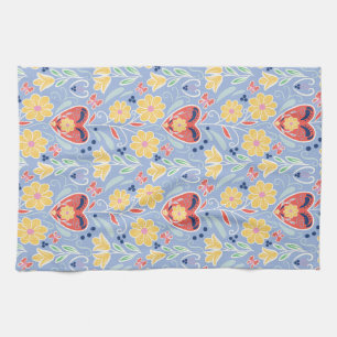 Scandinavian Style Art Kitchen Towel in Cornflower