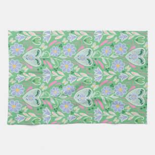 Scandinavian Style Art Kitchen Towel in Greens