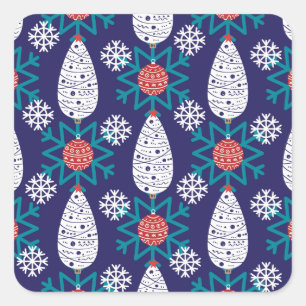 Scandinavian style christmas pattern square sticker