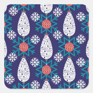 Scandinavian style christmas pattern square sticker