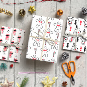 Scandinavian style Christmas set of 3 Wrapping Paper Sheet