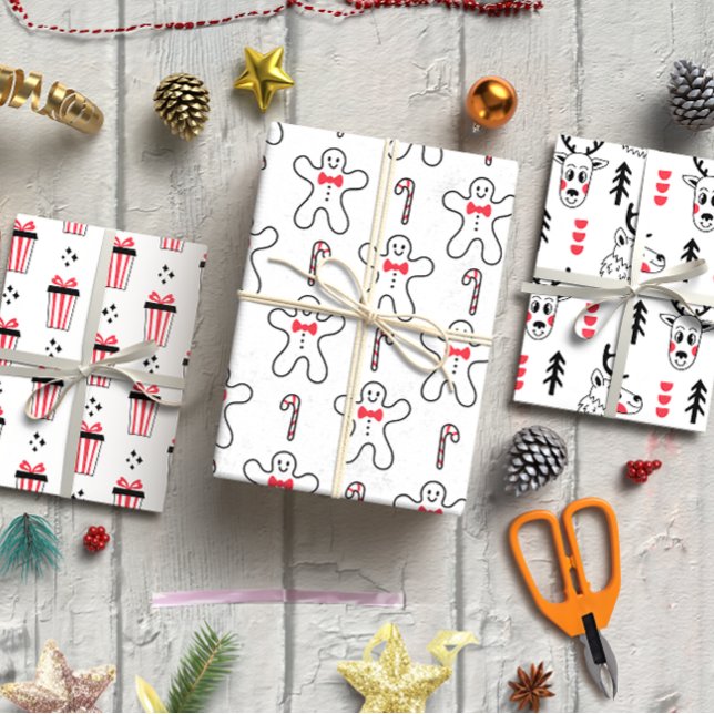 Scandinavian style Christmas set of 3 Wrapping Paper Sheet (Scandinavian style Christmas set of 3 Wrapping Paper Sh)