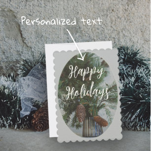 Scandinavian style Christmas spruce branch Card