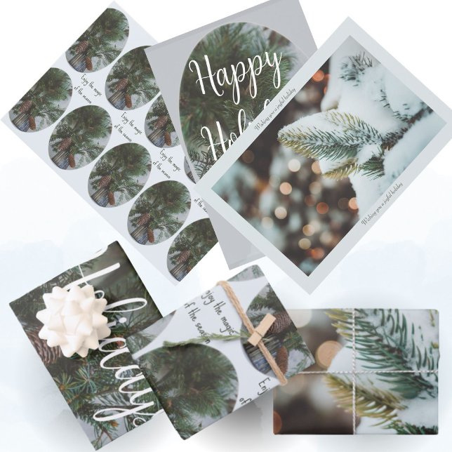 Scandinavian style Christmas spruce branch  Wrapping Paper Sheet (Creator Uploaded)