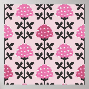 Scandinavian style clover floral vintage seamless poster