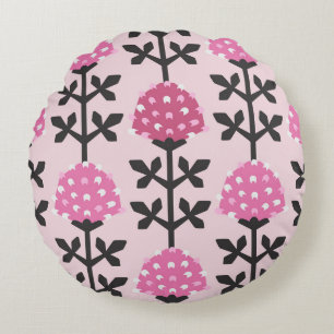Scandinavian style clover floral vintage seamless round cushion