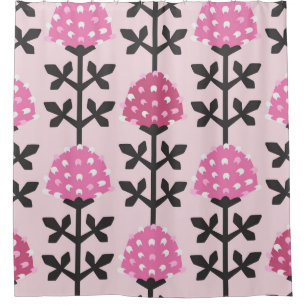 Scandinavian style clover floral vintage seamless shower curtain