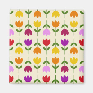 Scandinavian Style Colorful on Crm Flower Pattern Magnet