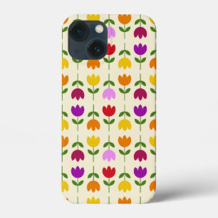 Scandinavian Style Colourful on Crm Flower Pattern iPhone 13 Mini Case