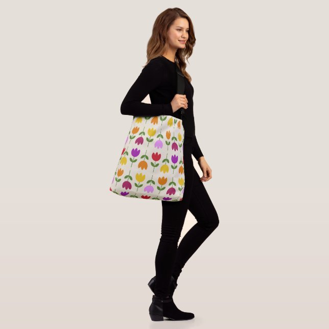 Scandinavian Style Colourful on Crm Flower Pattern Crossbody Bag (On Model)