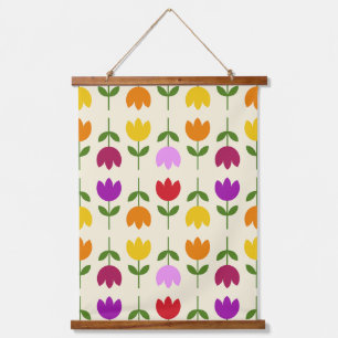 Scandinavian Style Colourful on Crm Flower Pattern Hanging Tapestry