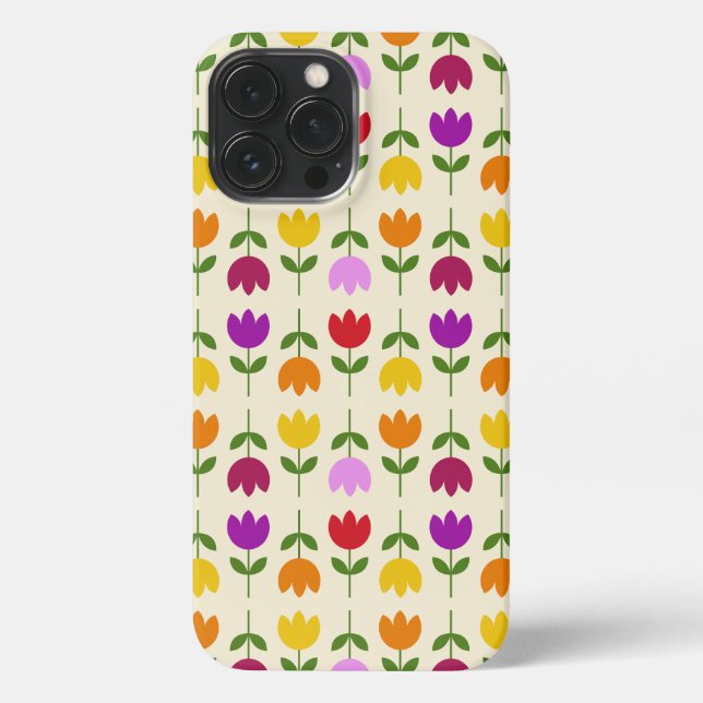 Scandinavian Style Colourful on Crm Flower Pattern iPhone Case (Back)