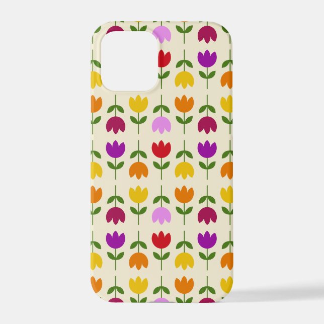 Scandinavian Style Colourful on Crm Flower Pattern iPhone Case (Back)