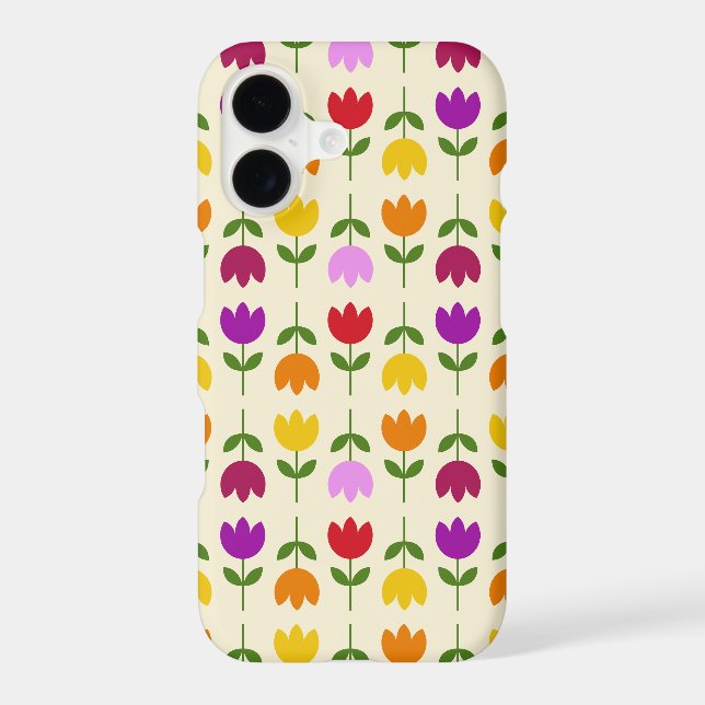 Scandinavian Style Colourful on Crm Flower Pattern iPhone Case (Back)