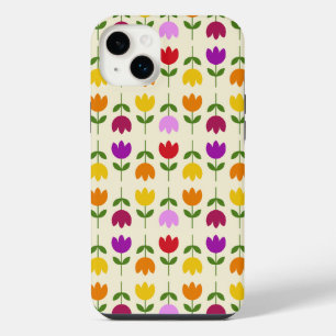 Scandinavian Style Colourful on Crm Flower Pattern iPhone 14 Plus Case