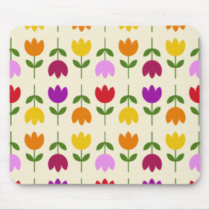 Scandinavian Style Colourful on Crm Flower Pattern Mouse Mat