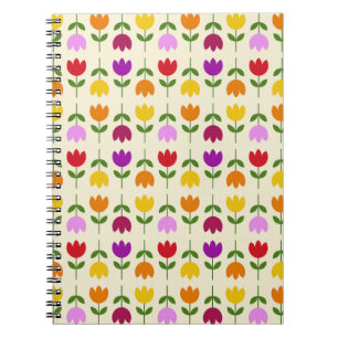 Scandinavian Style Colourful on Crm Flower Pattern Notebook