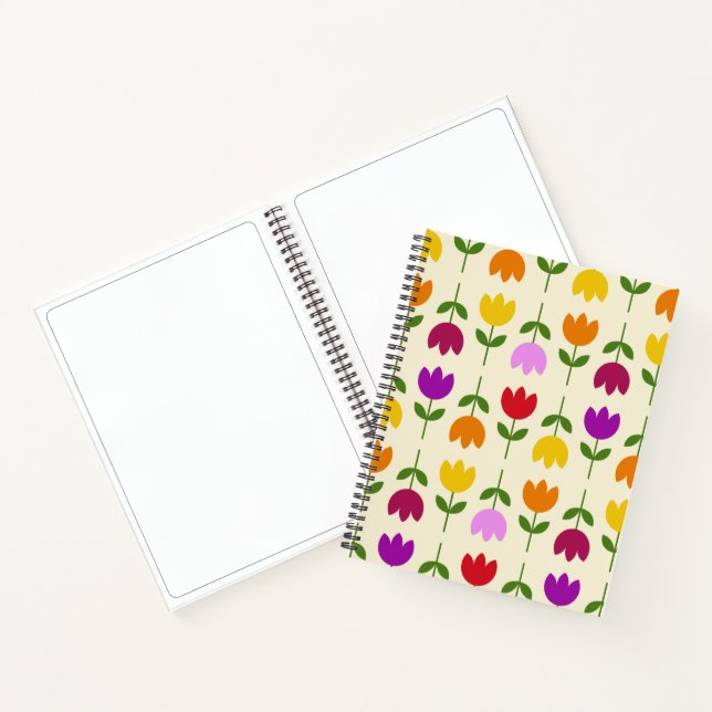 Scandinavian Style Colourful on Crm Flower Pattern Notebook (Inside)