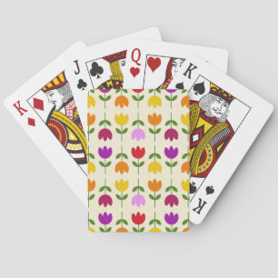 Scandinavian Style Colourful on Crm Flower Pattern Playing Cards