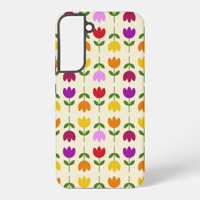 Scandinavian Style Colourful on Crm Flower Pattern Samsung Galaxy S22+ Case (Back)