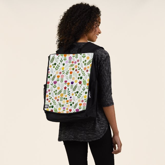 Scandinavian Style Flora & Fauna Pattern Backpack (Worn)
