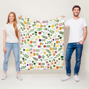Scandinavian Style Flora & Fauna Pattern Fleece Blanket