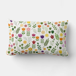 Scandinavian Style Flora & Fauna Pattern Lumbar Cushion