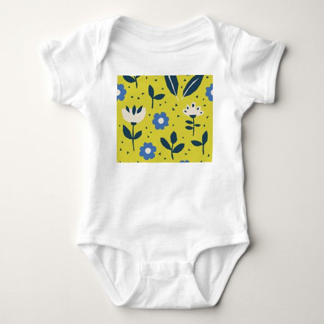 Scandinavian style, floral seamless pattern. baby bodysuit (Front)