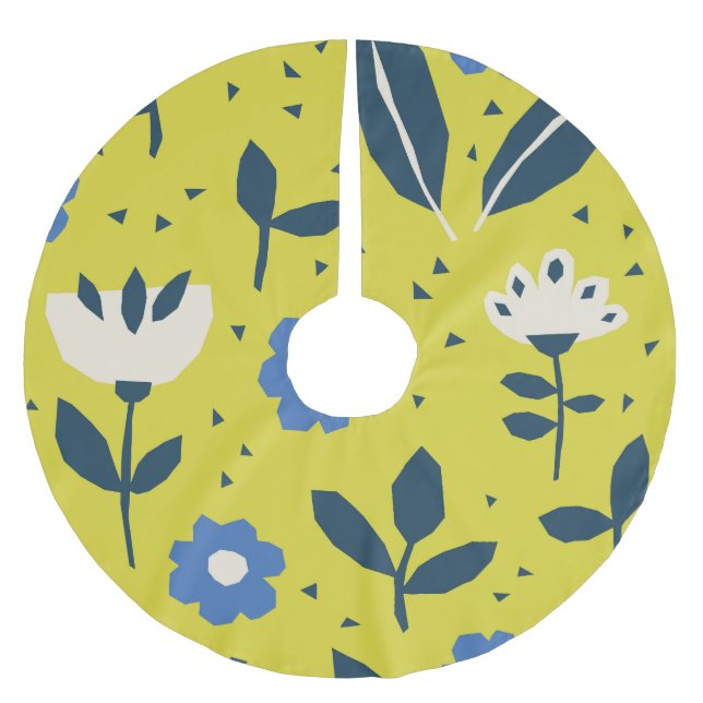 Scandinavian style, floral seamless pattern. brushed polyester tree skirt (Front)