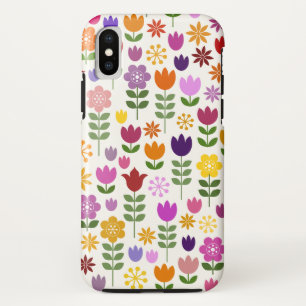 Scandinavian Style Flowers Big Pattern iPhone X Case