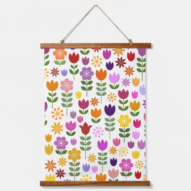 Scandinavian Style Flowers Big Pattern Hanging Tapestry (Front)