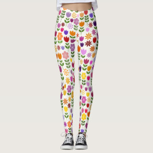 Scandinavian Style Flowers Big Pattern Leggings