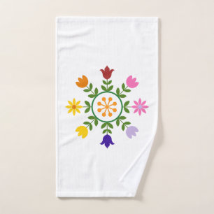 Scandinavian Style Flowers Wheel Hand Towel