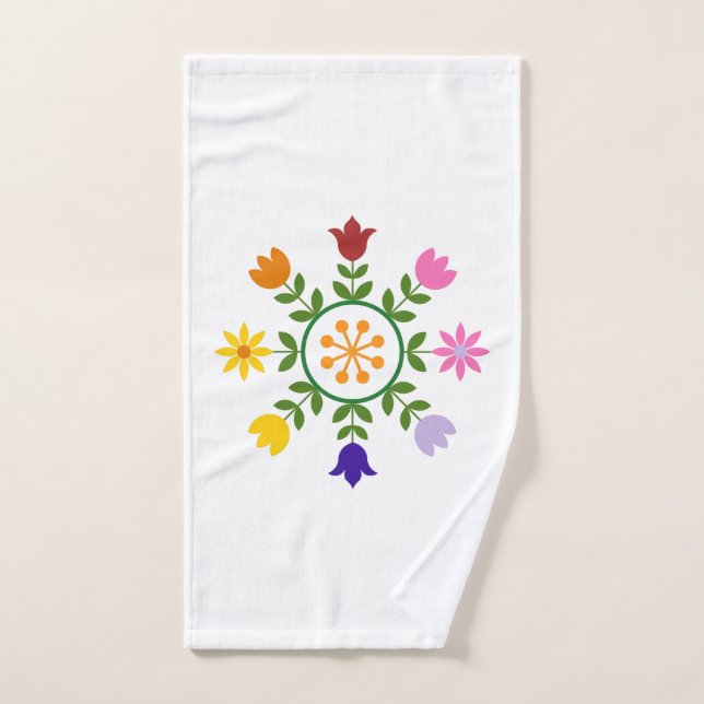 Scandinavian Style Flowers Wheel Hand Towel (Hand Towel)