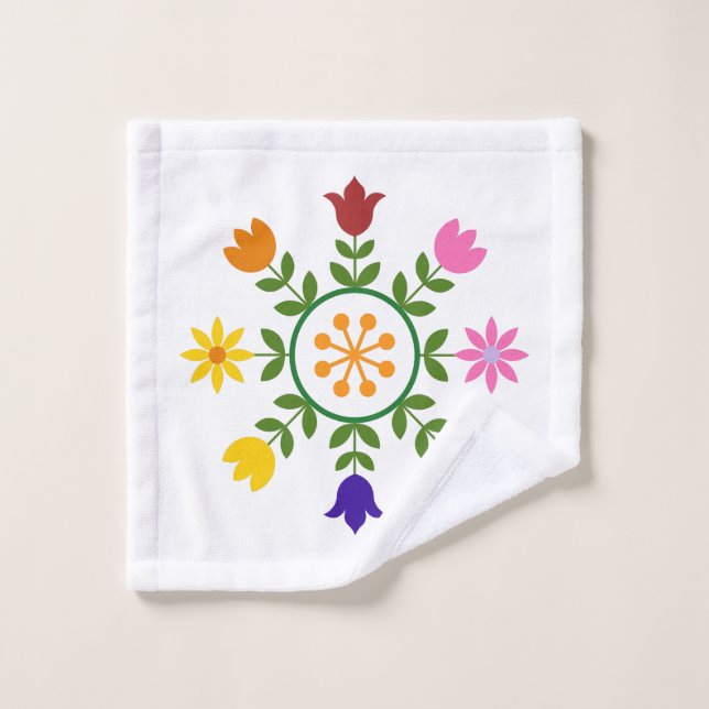Scandinavian Style Flowers Wheel Wash Cloth (Wash Cloth)