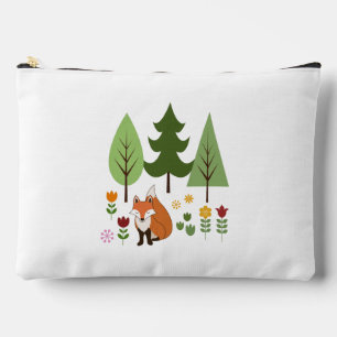 Scandinavian Style Fox Flowers Trees and Text Accessory Pouch