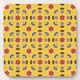 Scandinavian Style Geometric Floral Pattern Coaster