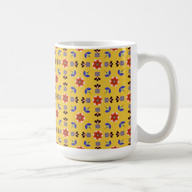 Scandinavian Style Geometric Floral Pattern Coffee Mug (Right)