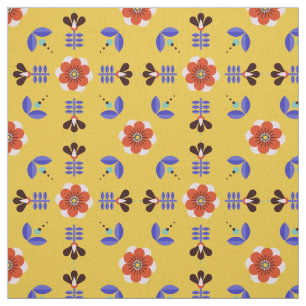 Scandinavian Style Geometric Floral Pattern Fabric
