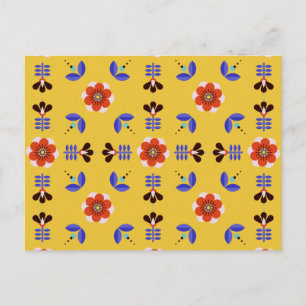 Scandinavian Style Geometric Floral Pattern Holiday Postcard